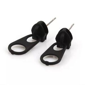 Alternative Black Pull Up Zipper Post Earrings NEW